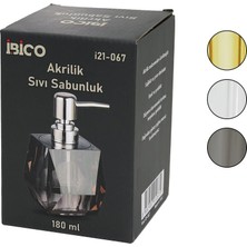 Renas Store Tombul Kare - Pri̇zma  Şeffaf - Renkli̇   Akri̇li̇k - Mi̇ka Kri̇stal  Sivi Sabunluk  180ML (5047)