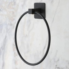 Renas Store Kendiliğinden Yapışkanlı Siyah Paslanmaz Metal Yuvarlak Havluluk (5047)