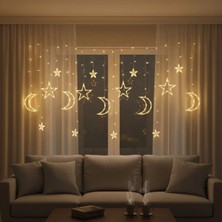 Renas Store Ay ve Yıldız Figürlü Kumandalı 12 Sarkıtlı 120 LED Dekor Işık – Dekoratif Ortam ve Masaüstü Aydınla