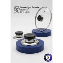 Renas Store Bianca Serisi 2’li Paslanmaz Çelik Lüks Tencere Kapağı Tutucu Seti - 4.3 - 5.2 cm Universal