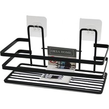 Renas Store Yapişkanli Askili Çok Amaçli Si̇yah Kare Banyo Raf (5047)