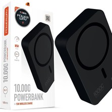 Renas Store Powerway 10.000MAH PD15W Magsafe Kablosuz Wireless Taşınabilir Şarj Cihazı Siyah Powerbank TXM10