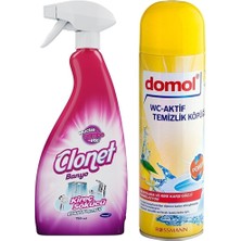 Belirtilmemiş Tuvalet Temizleme Köpüğü Limon 500 ml Clonet Banyo Kireç Sökücü Sprey 750 ml Banyo Set
