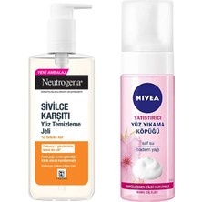 Belirtilmemiş Sivilce Karşıtı Yüz Temizleme Jeli+ Nivea Yatıştırıcı Yüz Yıkama Köpüğü Badem Yağı