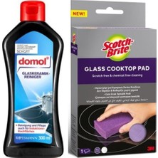 Belirtilmemiş Cam Ocak Temizlik Süngeri + Domol Cam Seramik Yüzey Temizleyici 300ML (Ocak Temizleme Seti)