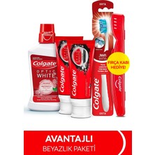 Belirtilmemiş Optic White Diş Macunu 50 ml x 2 Adet + 360 Orta Diş Fırçası + Ağız Bakım Suyu 250 ml