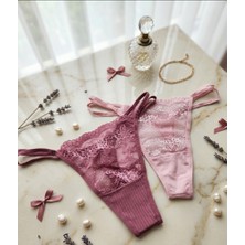 Andino 2'li Tanga Önü Dantel Arkası Pamuklu String Sexi Kadın Külot