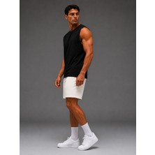 We&Me Erkek Siyah Basic Sıfır Kol Tişört Regular Fit Bisiklet Yaka Esnek Kumaş Spor ve Günlük Kullanım