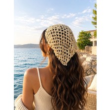 Aydın Şapkacınız Kadın Pullu Saç Filesi Örgü Bandana  Şık Yazlık Plaj Bandanası Festival ve Tatil Aksesuarı