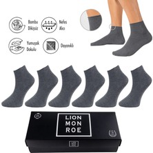 Lion Monroe Saf Bambu Erkek Lastiksiz Gri Melanj Soket Dikişsiz Premium Çorap 6'lı Paket / Iz Bırakmaz / Sıkmayan / Diyabetik Çorap