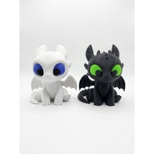 Demirhan3D 🐉💚 Dişsiz & Light Fury Ejderha Figür Seti – Aşkın Efsanesi | 11,5 cm Pla Koleksiyon