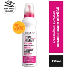 Urban Care Shake N Repair 7/24 Kabaran ve Bukleli Saçlara Özel Saç Bakım Köpüğü 150 Ml-Vegan - 3 Adet