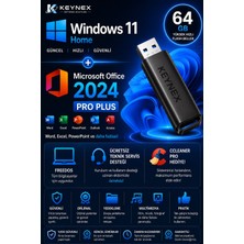 Microsoft Windows 11 Home + Office 2024 Pro Plus 64 GB USB Orijinal Retail Lisanslı Kurulum Paketi Freedos Için Uygun