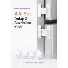 Yenilig 4’lü Set Buzdolabı ve Dolap Kapağı Çocuk Kilidi | Güvenli Kilitleme & Kolay Kurulum Beyaz