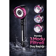 Yenilig Pembe 3 Modlu Filtreli Duş Başlığı | Yüksek Basınç & Su Tasarrufu Parmak Izi Bırakmaz Inox