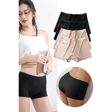 Newgine 4 Adet Kadın Dikişsiz Görünmez Iz Yapmaz Mini Şort Boxer Siyah Ten