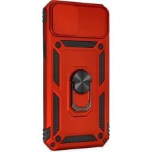 Renas Store Mey Ithalat®   Iphone 14 Plus Kılıf Pars Lens Yüzüklü Silikon - Kırmızı