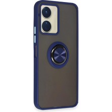 Renas Store Mey Ithalat®  Vivo Y16 Kılıf Montreal Yüzüklü Silikon Kapak - Lacivert