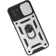 Renas Store Mey Ithalat®  Samsung Galaxy A03 Kılıf Pars Lens Yüzüklü Silikon - Gümüş