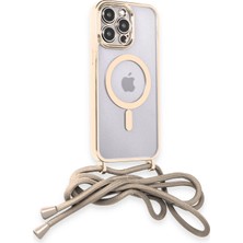 Renas Store Mey Ithalat®   Iphone 14 Pro Kılıf Divo Lazer Askılı Magsafe Kapak - Gold