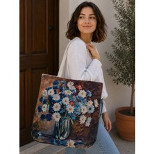 Özdağ Home Concept Dijital Baskılı Çok Renkli Kadın Omuz Çantası 40X40 cm – Süet Kumaş Günlük, Plaj ve Alışveriş Çantası.