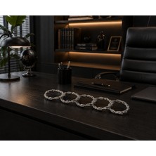 Sleep Nova Silver Metal Zincir Halka Dekoratif Obje – Gümüş Modern Ofis & Salon Aksesuarı