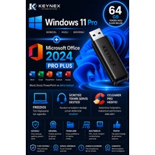 Microsoft Windows 11 Pro + Office 2024 Pro Plus 64 GB USB Kurulum Paketi (Orijinal Retail Lisanslı) Freedos Için Uyumlu
