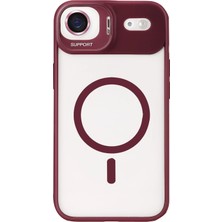Renas Store Mey Ithalat®   Iphone 17 Air Remim Lensli Magsafe Standlı Kapak - Bordo