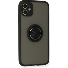 Renas Store Mey Ithalat®   Iphone 11 Kılıf Montreal Yüzüklü Silikon Kapak - Siyah