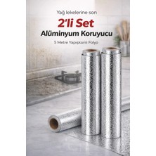 Yenilig 5 Metre Yapışkanlı Alüminyum Folyo 2’li Set Yağ ve Kir Koruyucu Mutfak Kaplama