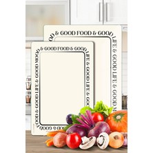 Decovetro 2'li Cam Kesme Tahtası ve Sunumluk ve Sunum Tabağı Good Life 20 x 30 ve 25 x 35 cm