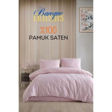 Loyal Home Baroque Pembe Çizgili Saten Çift Kişilik Nevresim Takımı