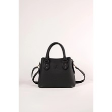 Bag Molly Siyah Uzun Askılı 3 Bölmeli Astarlı Omuz ve El Çantası Deri Desenli
