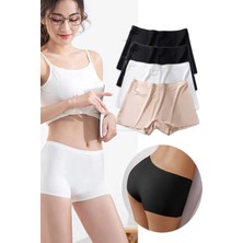 Newgine 4 Adet Kadın Dikişsiz Görünmez Iz Yapmaz Mini Şort Boxer Siyah Beyaz Ten