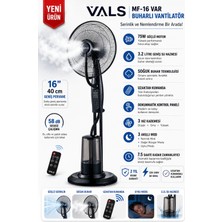 Vals Buharlı Vantilatör 16 Inç 40 Cm, 75W Güçlü Motor, 3.2l Su Haznesi, Soğuk Buhar Teknolojisi, Uzaktan Kumanda, 3 Hız ve 3 Mod, Zamanlayıcılı Ayaklı Vantilatör