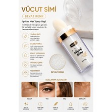 Yenilig Vücut Simi Beyaz Renk Işıltılı Sim Tozu Parlak Görünüm Veren Glitter Body Shimmer Yüz Vücut Saç Dekolte Simli Makyaj