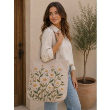 Özdağ Home Concept Dijital Baskılı Çok Renkli Kadın Omuz Çantası 40X40 cm – Süet Kumaş Günlük, Plaj ve Alışveriş Çantası.