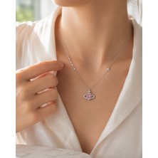Sara Silver Minimalist Yıldız Detaylı Kalp Gezegen Gümüş Kolye (925 Ayar)