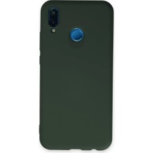 Huawei P20 Lite Kılıf Nano Içi Kadife Silikon - Koyu Yeşil