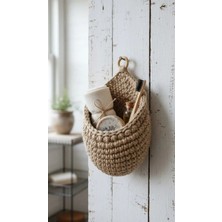 Jüt Home Jüt Hasır Sepet / Ahşap Saplı / L Boy