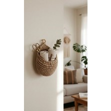 Jüt Home Jüt Hasır Sepet / Ahşap Saplı / M Boy