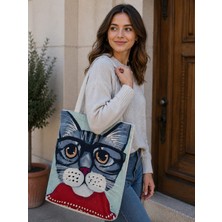 Özdağ Home Concept Dijital Baskılı Çok Renkli Kadın Omuz Çantası 40X40 cm – Süet Kumaş Günlük, Plaj ve Alışveriş Çantası.