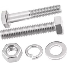 Labshop41 Akb M8X140MM Altıköşe (Altıgen,anahtar) Başlı Vida , Somun , Rondela ve Yaylı Pul  3 Takım  (RF146)