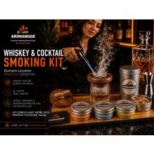 Aroma Wood Premium Artisan Tik Ağacı Viski ve Kokteyl Tütsüleme Seti