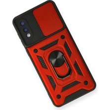 Renas Store Mey Ithalat®  Samsung Galaxy A02 Kılıf Pars Lens Yüzüklü Silikon - Kırmızı