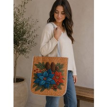 Özdağ Home Concept 40X40 cm Dijital Baskılı  Desenli Süet Kumaş Kadın Omuz Çantası – Günlük Kullanım ve Plaj Çantası