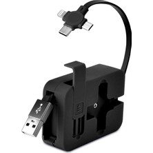 MiraLive Cep Tipi Telefon Tutuculu Makaralı Uzayıp Kısalabilen 3'ü 1 Arada USB Şarj Kablosu