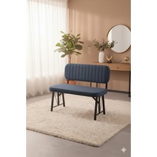 Parlazonhome Elfin Mutfak , Yemek Odası Bahçe Balkon Otel Restoran Kafe Bench, Puf, Sırtlı Bench -1 Adet Lacivert