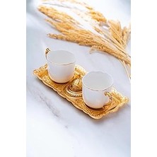 Belirtilmemiş Acar Ayla 2 Kişilik Tepsili Sunum Kahve Fincanı Takımı, 90 Ml, Beyaz, Porselen