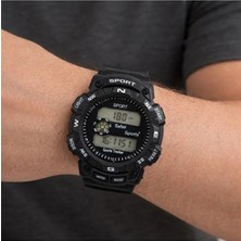 Sonsuzsaat Erkek Su Geçirmez Spor Siyah Alarm Kronometre Şafak Sayar Outdoor Dayanıklı Asker Kol Saati